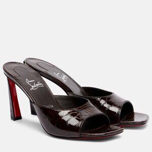 Christian Louboutin Condora Croc Patent Mule Brown EU 41- New